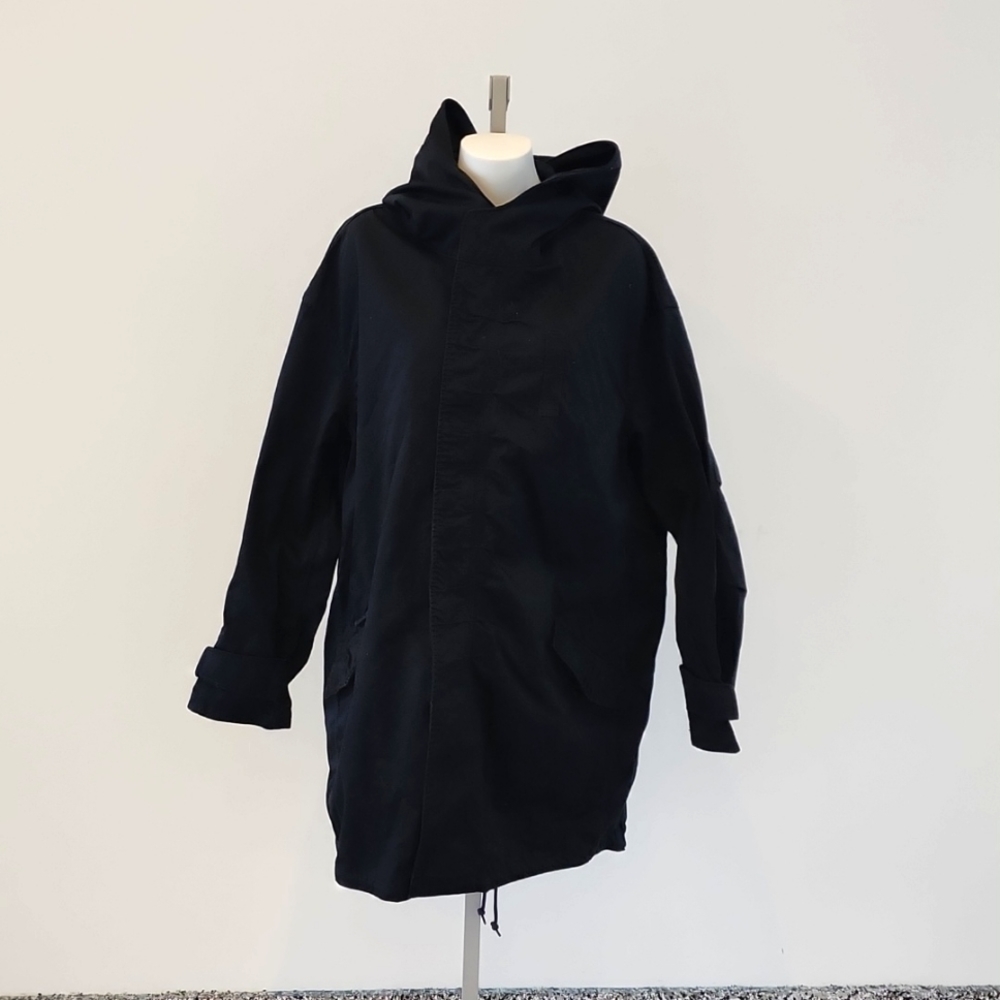 All Saints men's black overcoat trench coat size medium EUC 👌